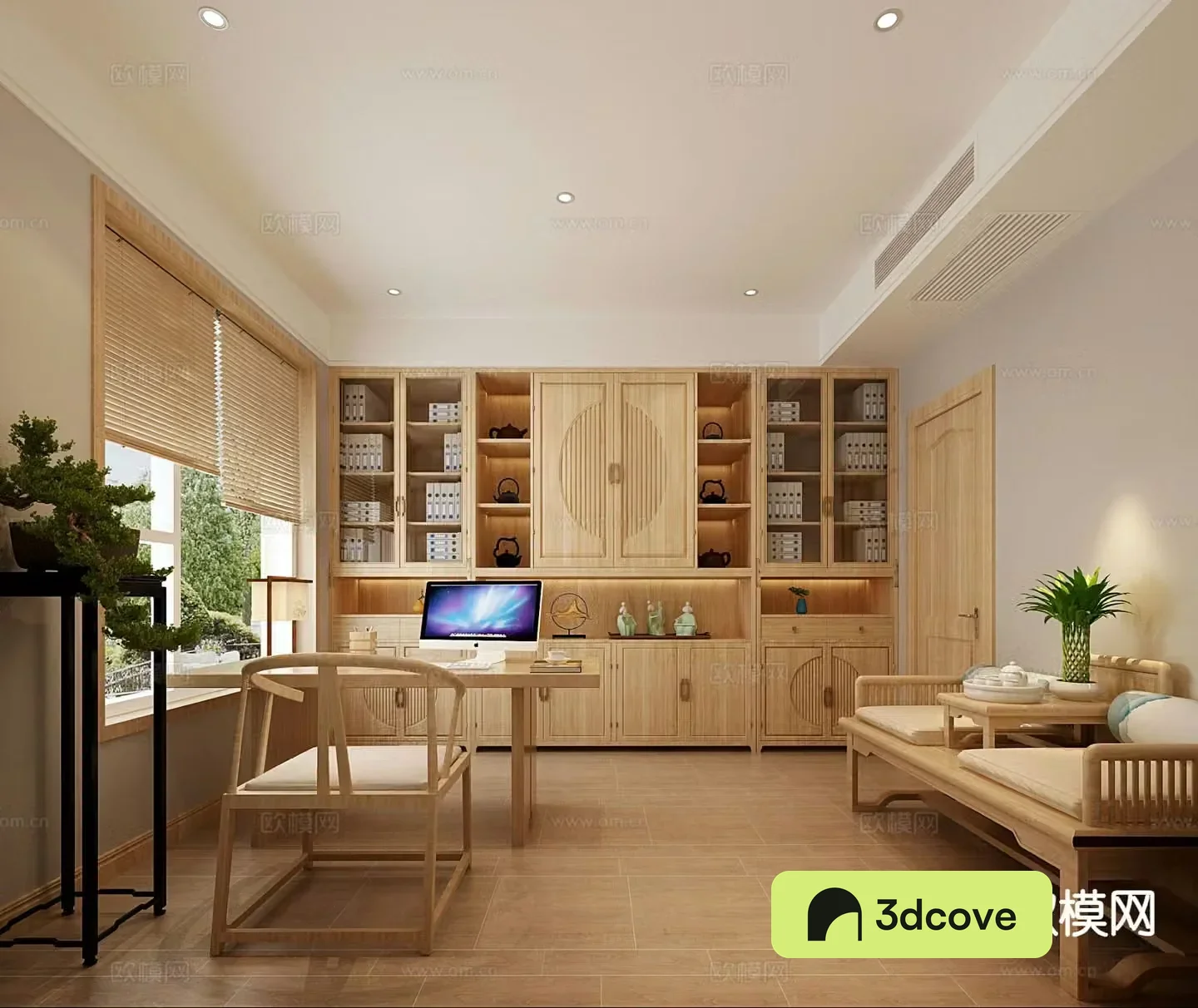 New Chinese style study finance room