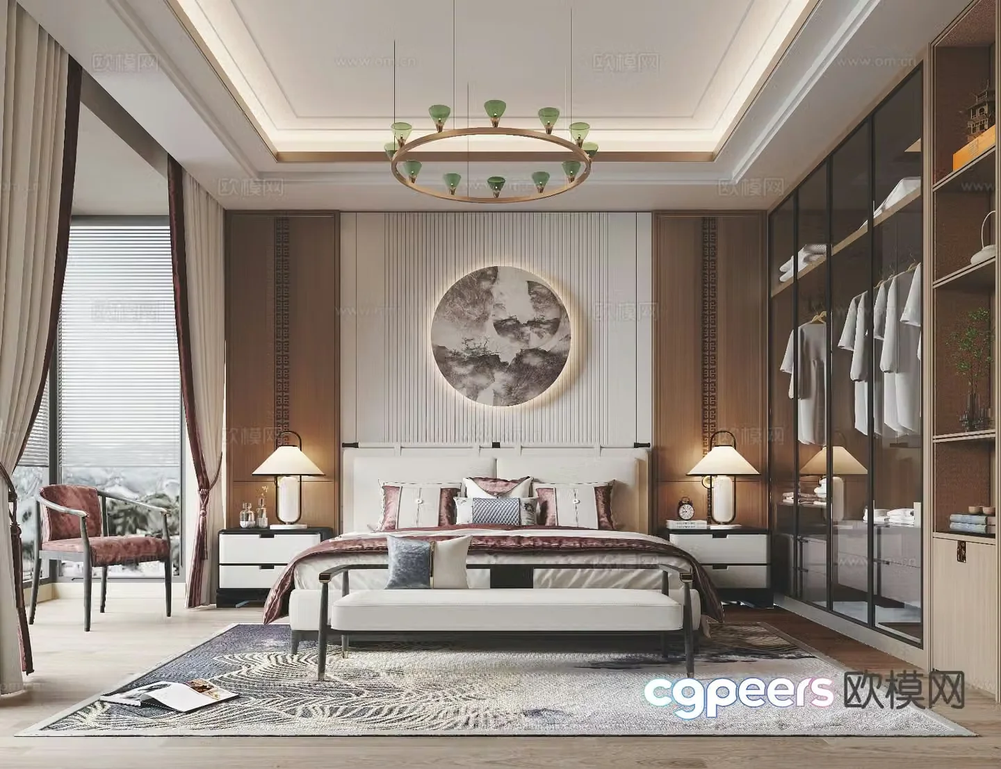 New Chinese style bedroom master bedroom 3d model