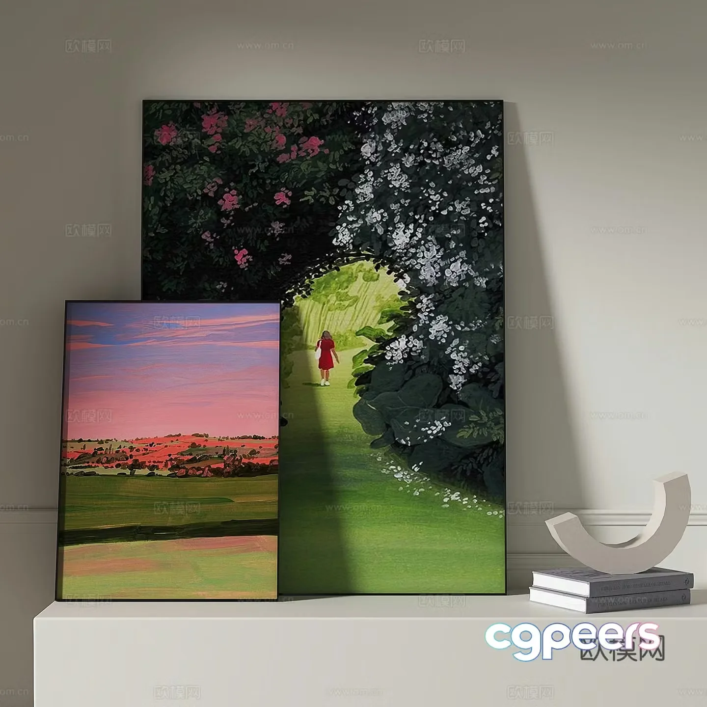 Modern cartoon painting decorative painting 3d model