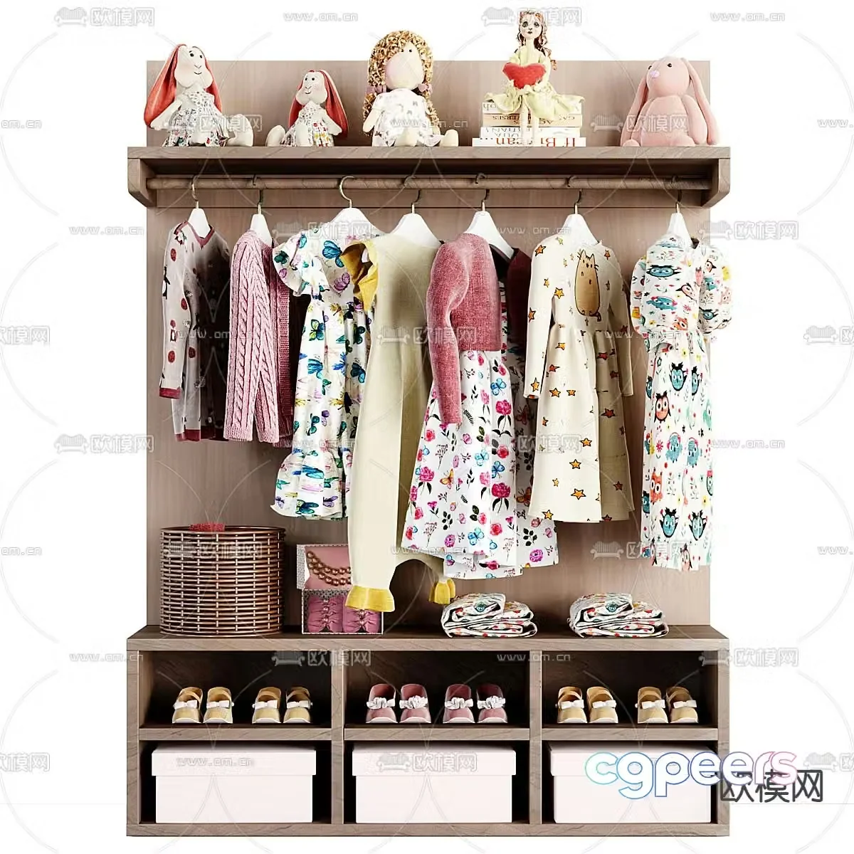 Children’s wardrobe storage cabinet 3d model