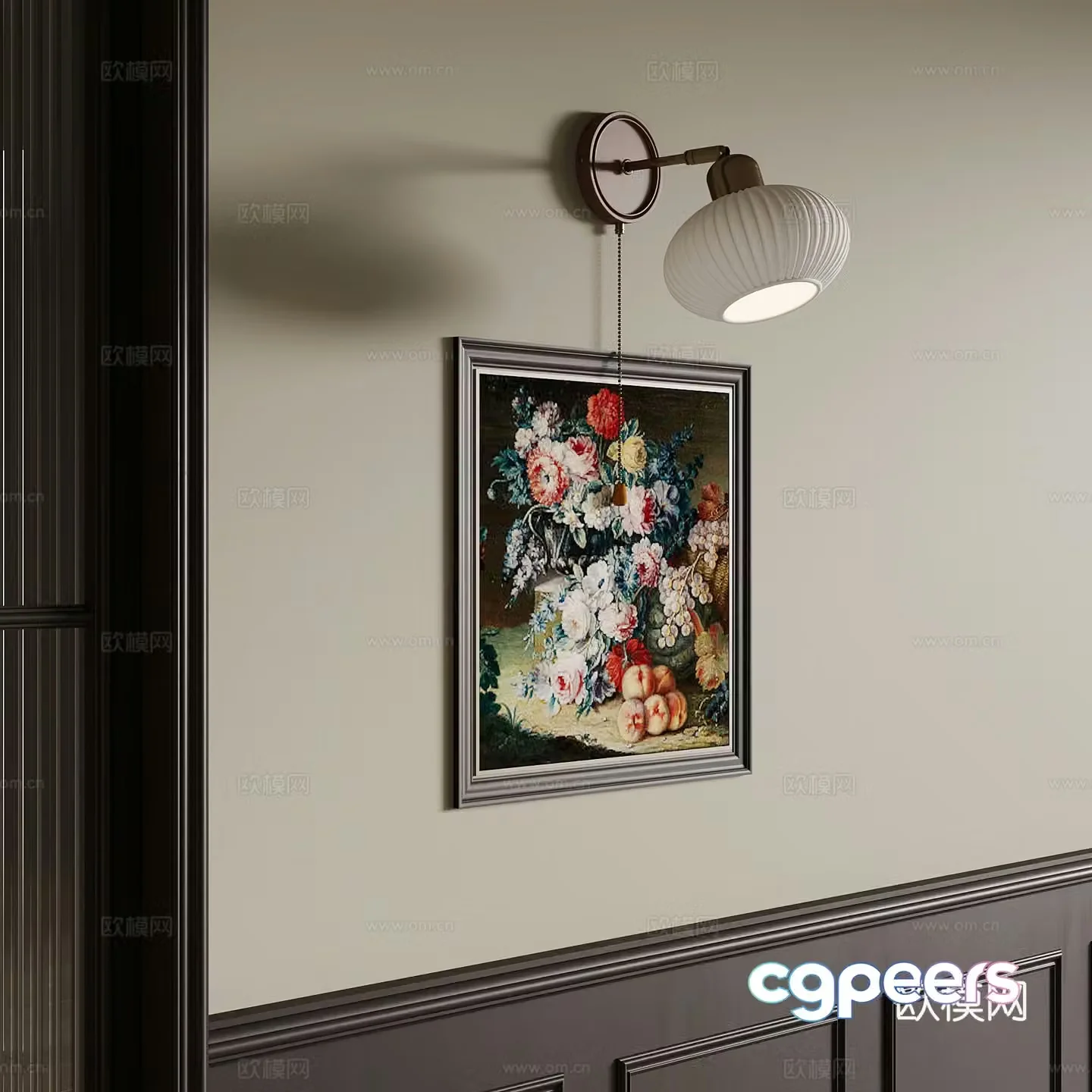 11 French retro style wall lamp decorative painting 3d model
