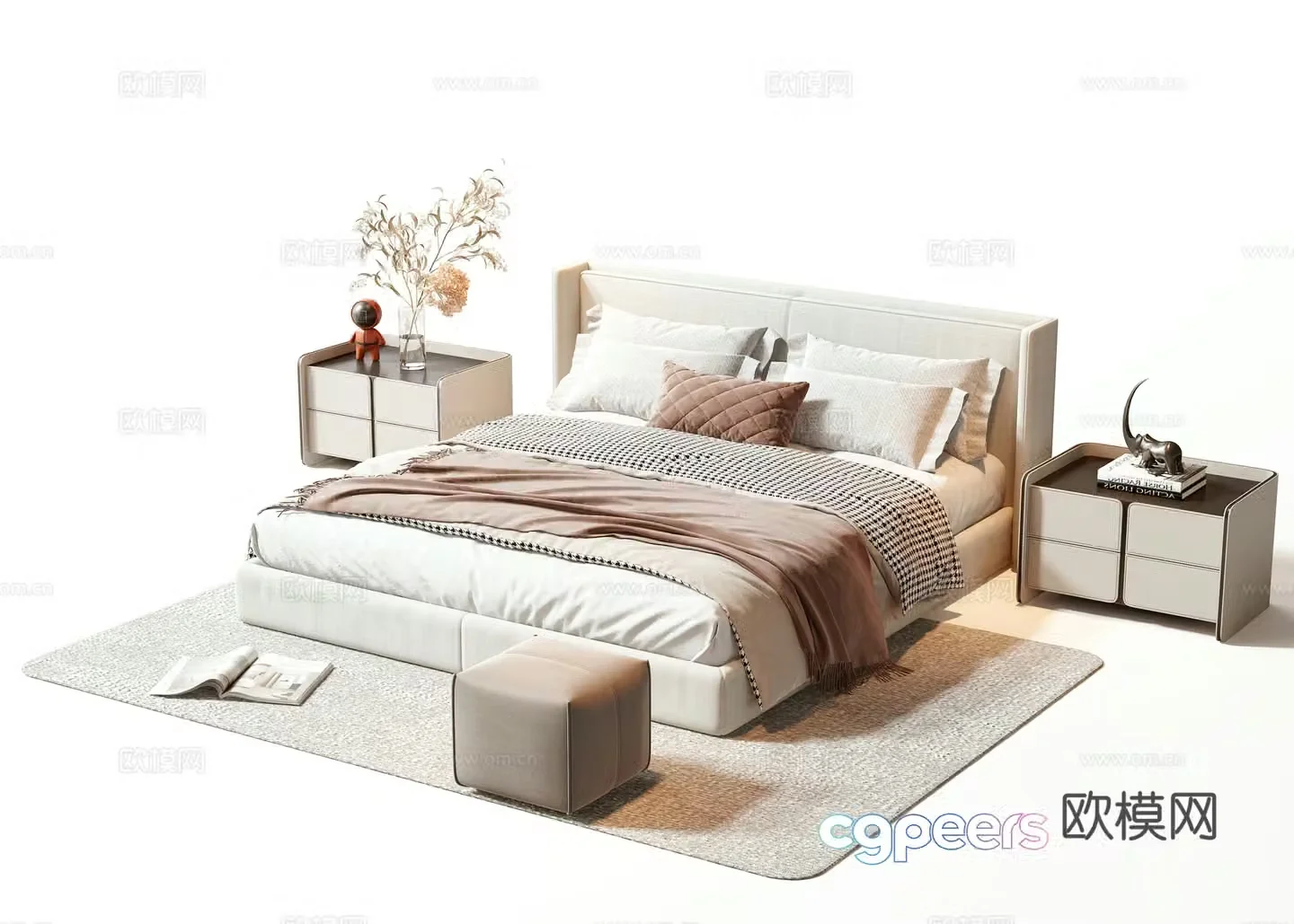 Modern double bed 3d model