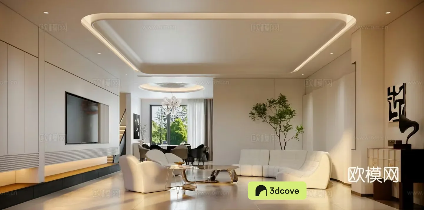 Modern living and dining room
