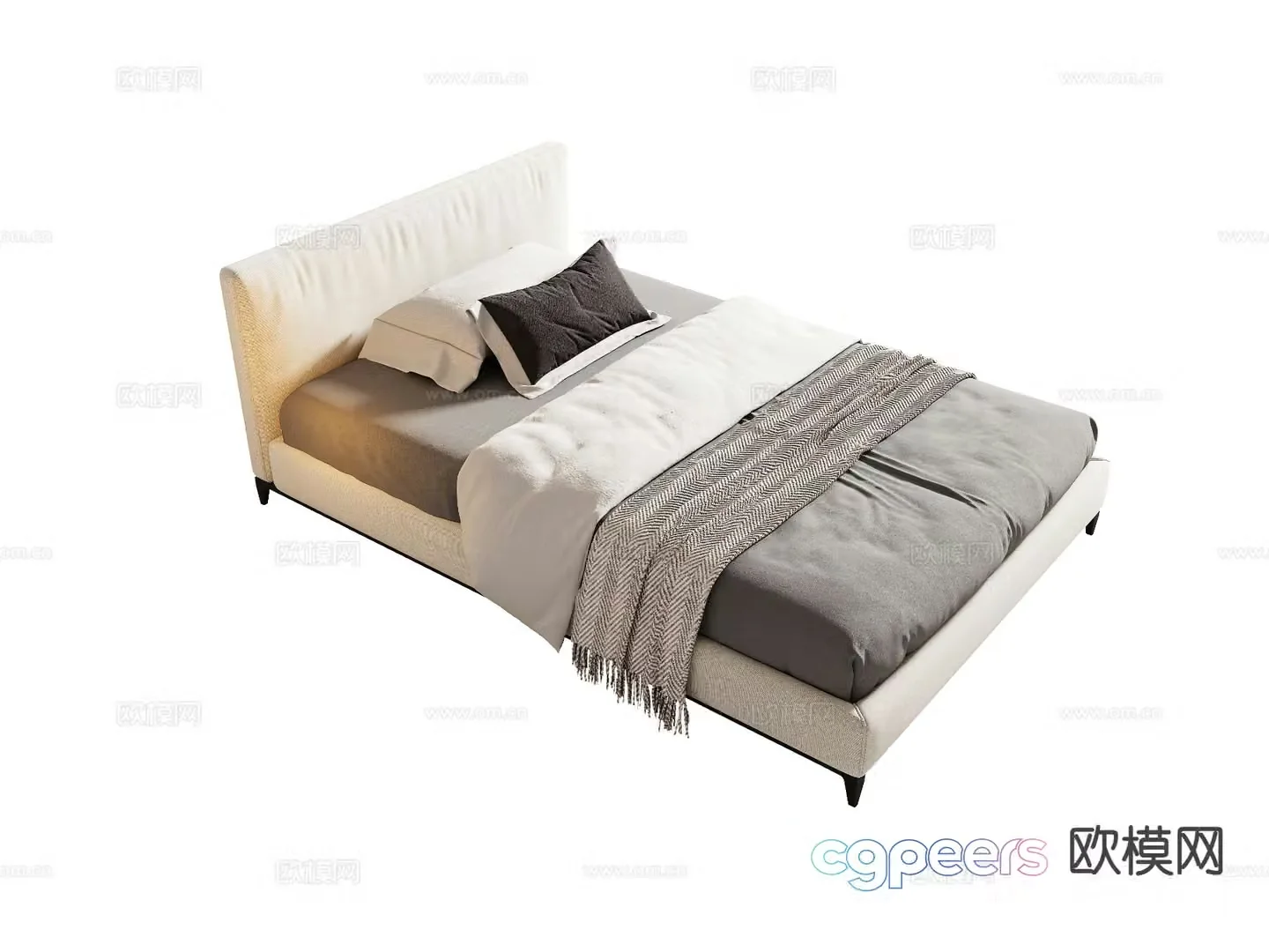 Modern single bed 3d model