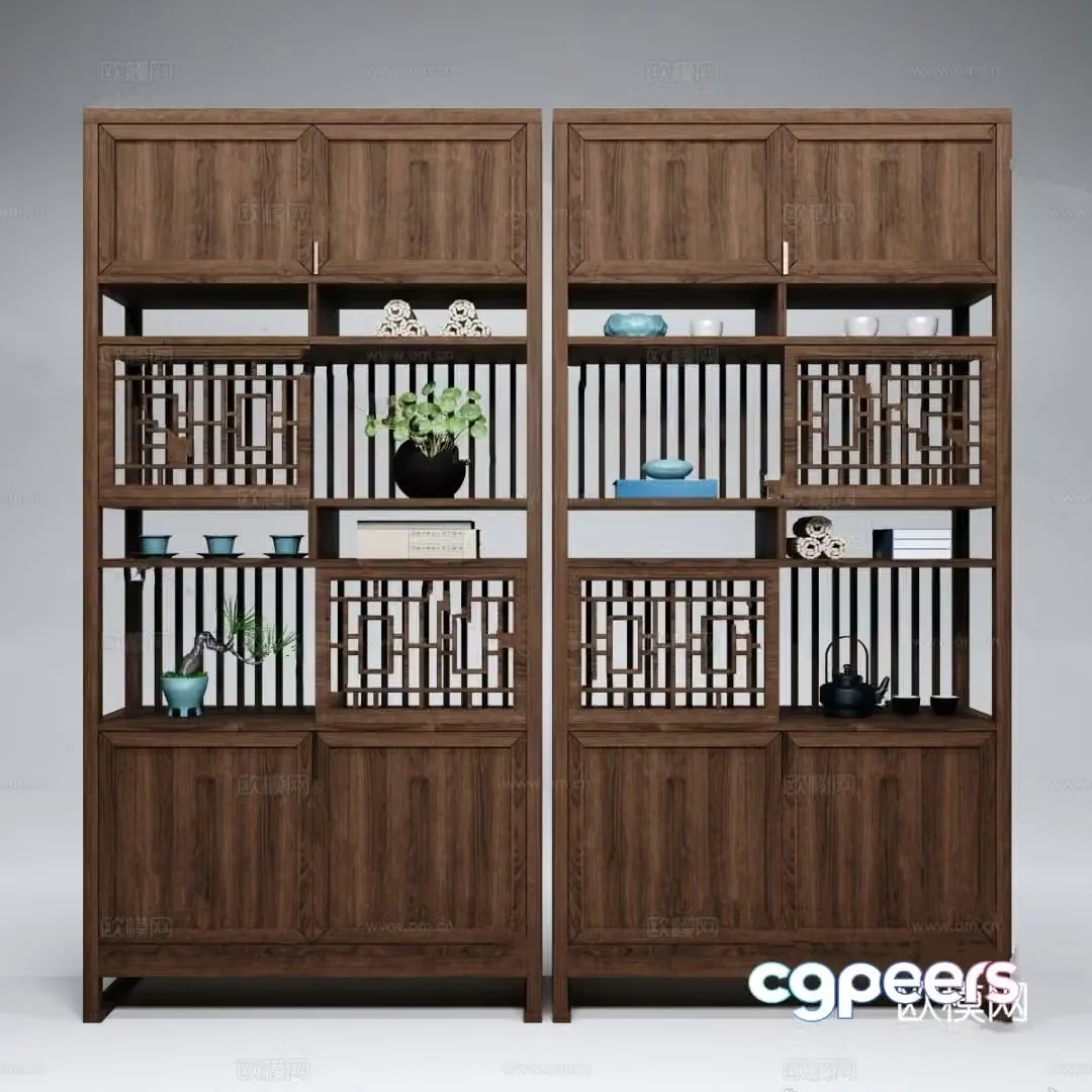 Chinese bookcase model 3d model