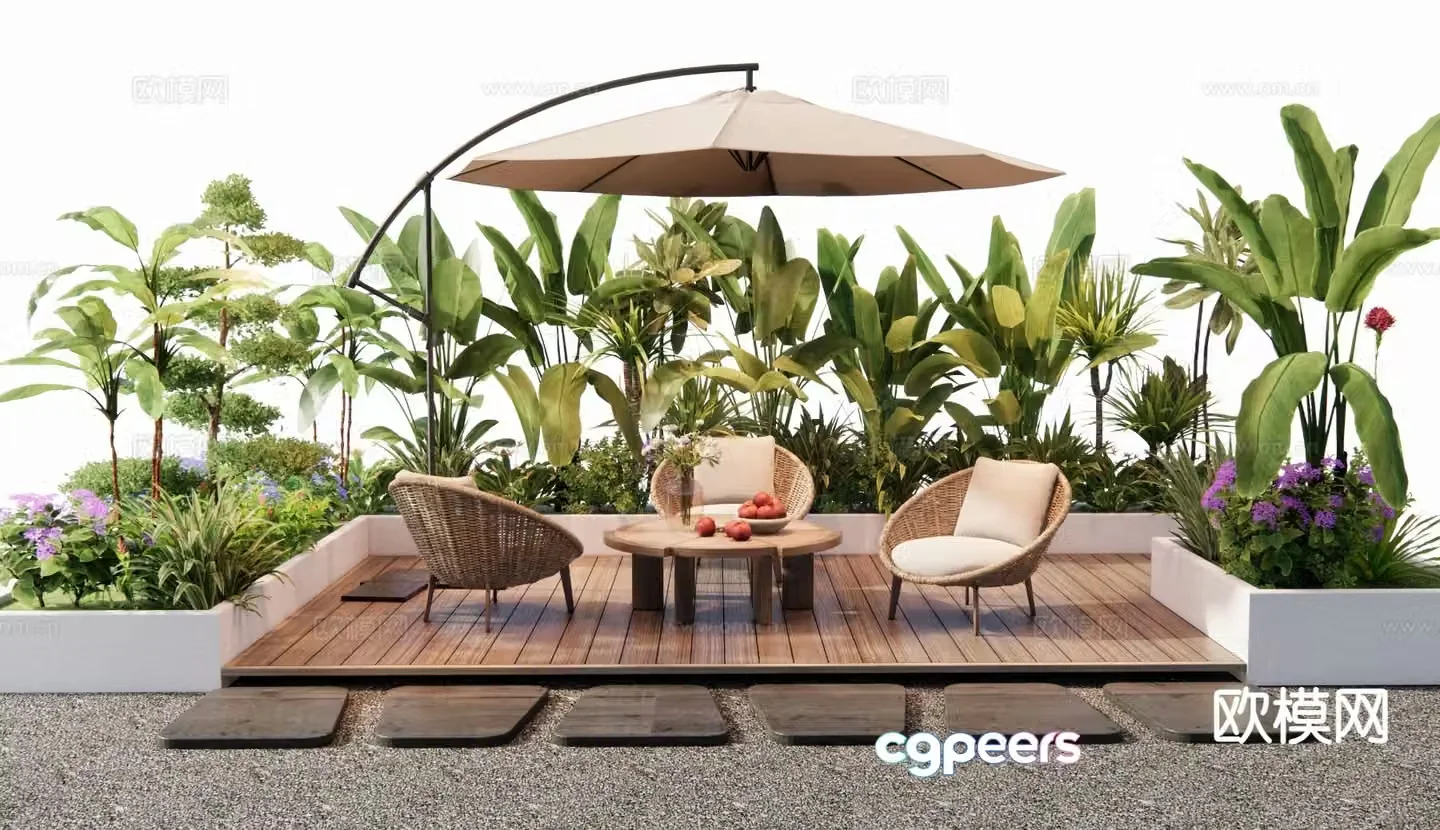 Modern outdoor table and chair 3d model