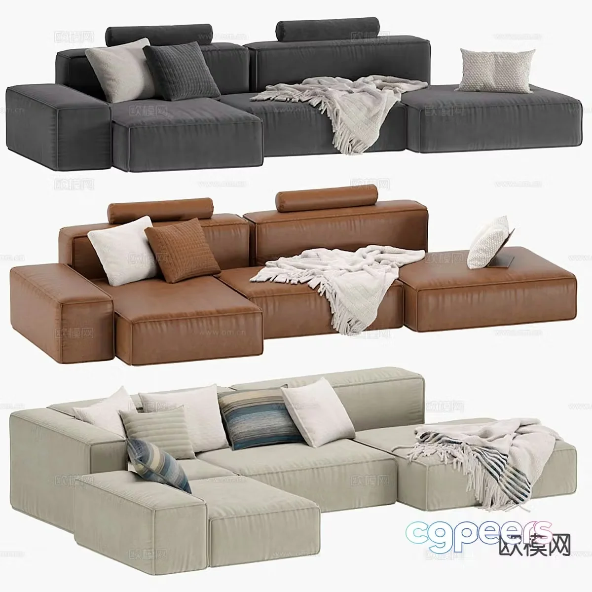 Multi-person sofa corner sofa 3d model
