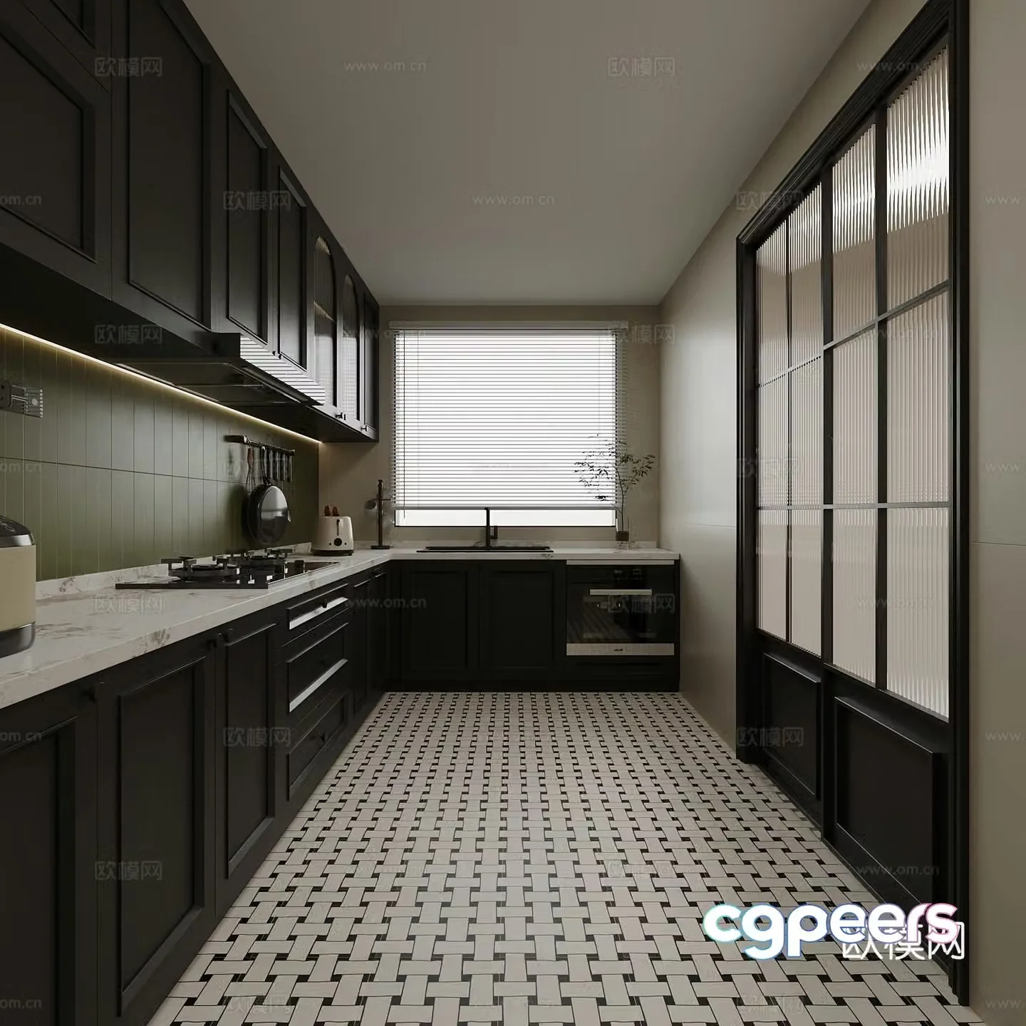 French kitchen refrigerator range hood 3d model