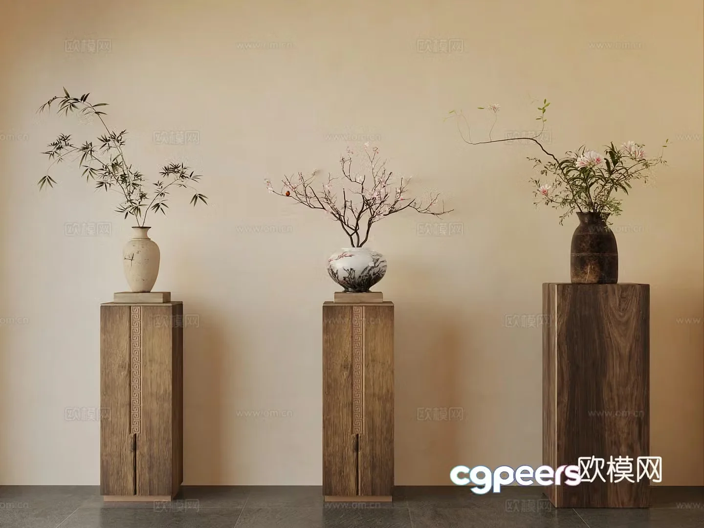 17 new Chinese vase flower pot 3D model