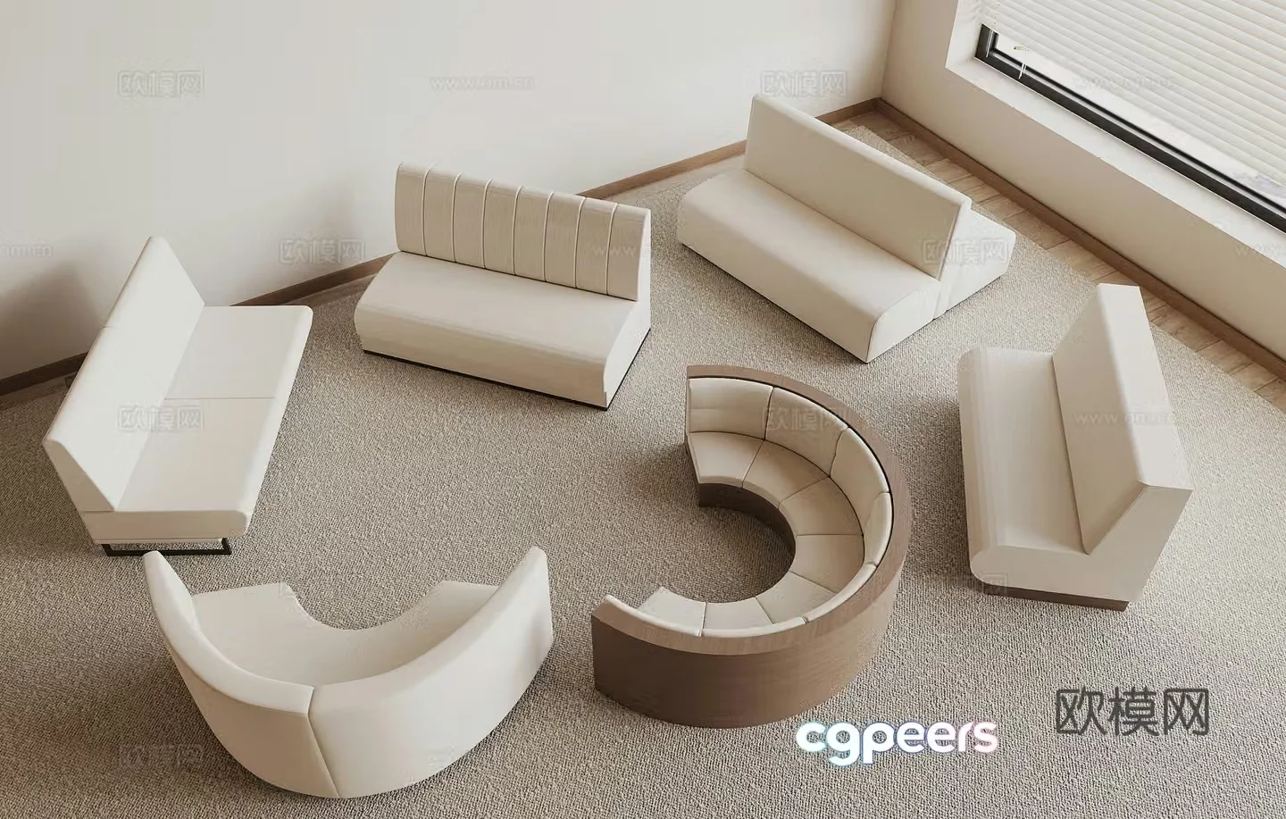 Modern booth sofa 3d model
