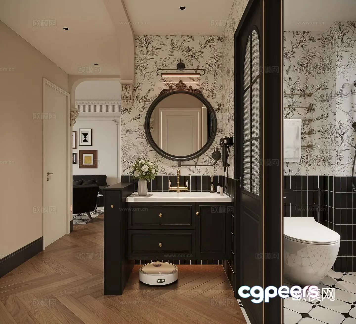 French retro public bathroom 3d model