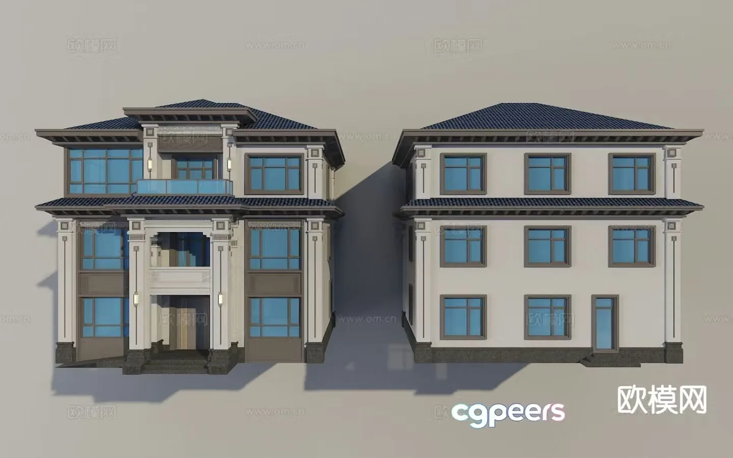 Single-family villa Three-story villa exterior 3D model