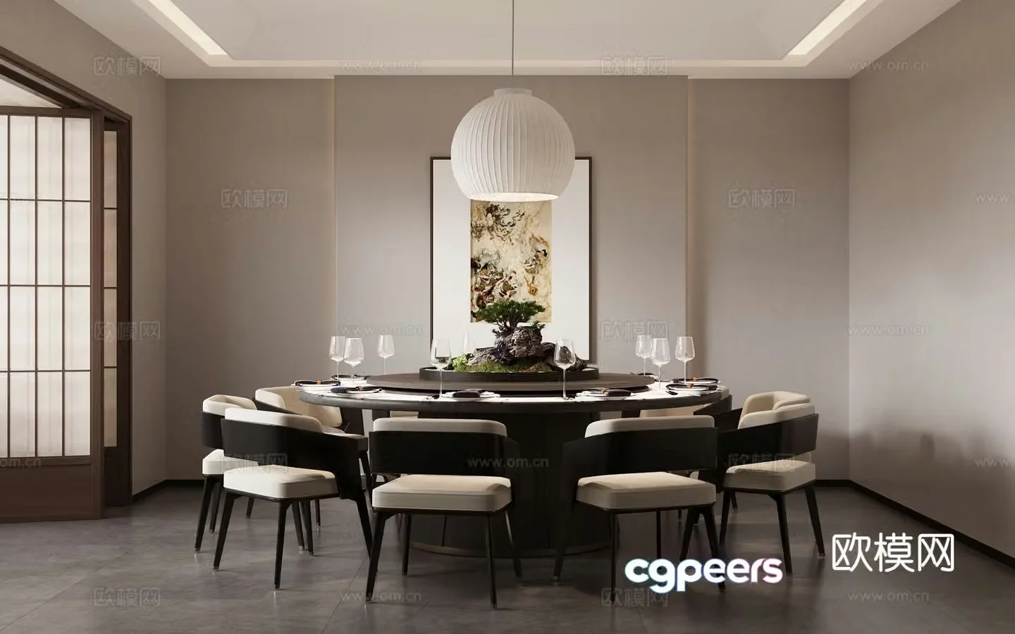 New Chinese-style Chinese restaurant private room 3D model