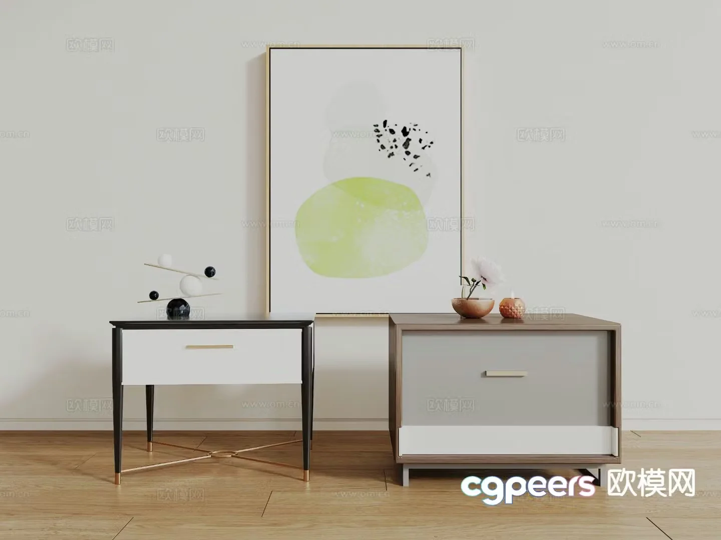 Modern bedside table 3d model