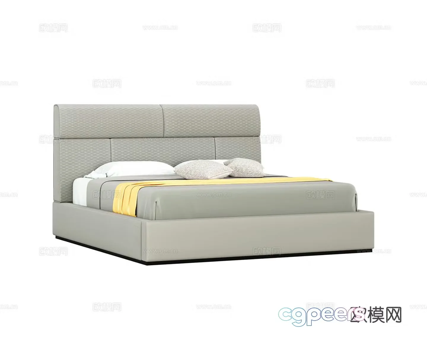 Light luxury double bed 3D model