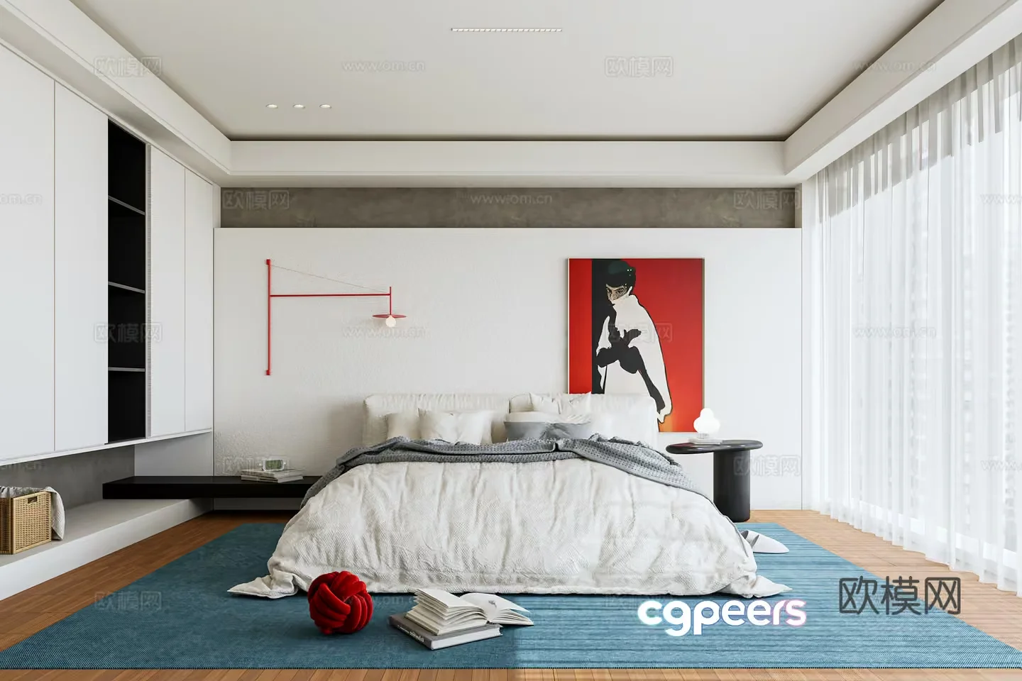 Modern Minimalist Bedroom 3D Model – 2697 – VRAY Render