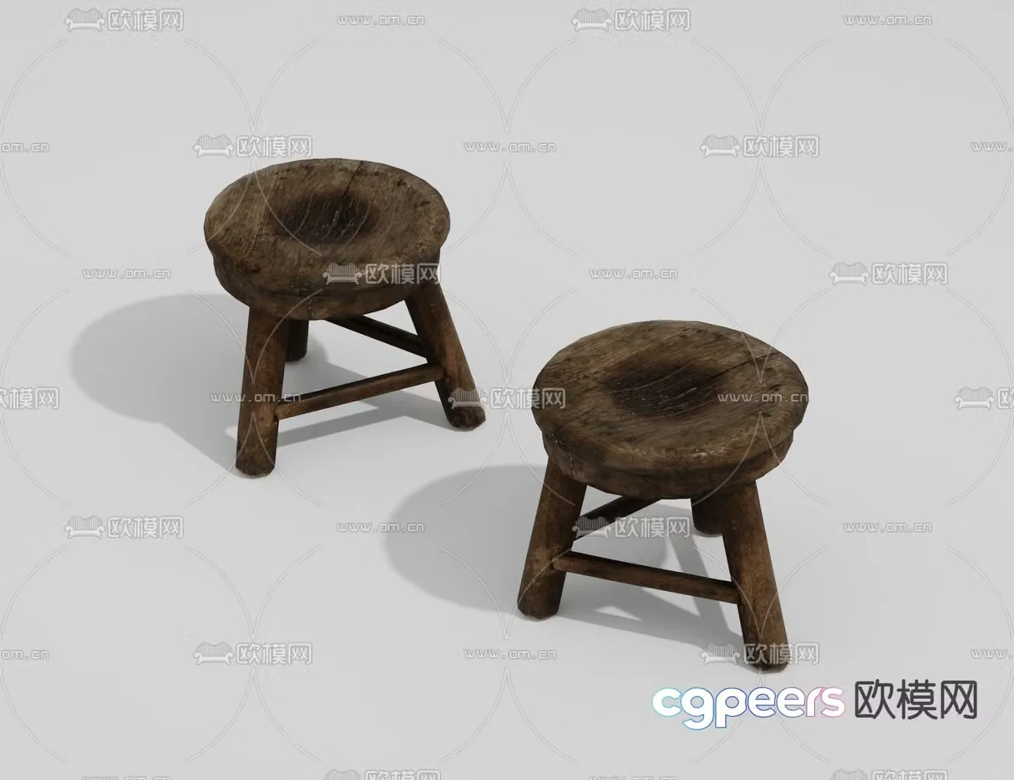 Wasabi stool round stool low stool 3d model