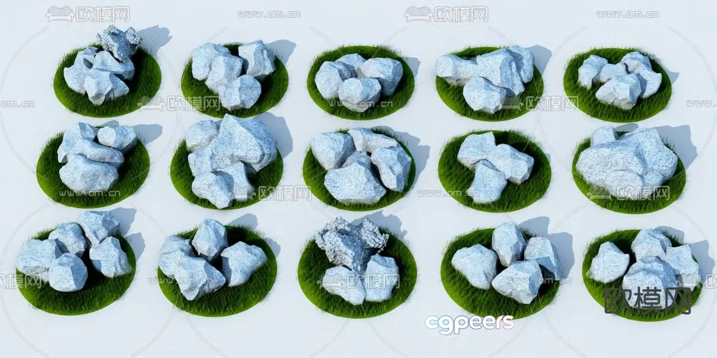 Modern stone landscape stone rockery 3d model