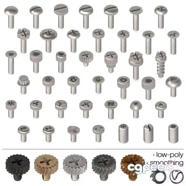 3ds Max Free – Screws, bolts – Set-2