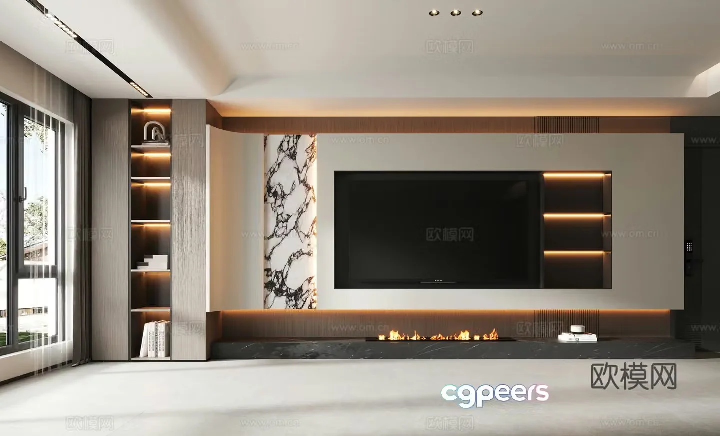 Modern TV background wall 3d model