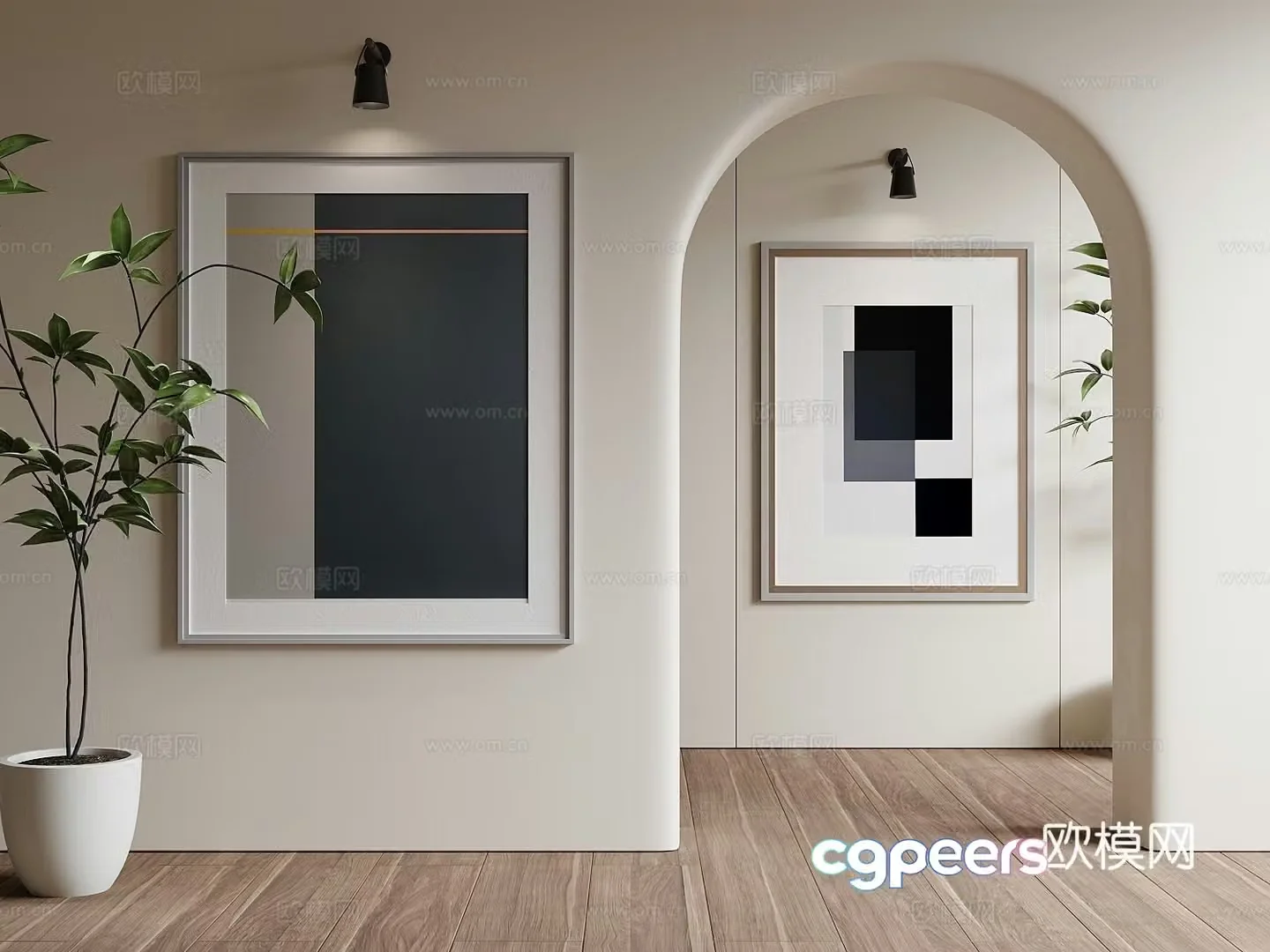 Modern hanging painting decorative painting 3d model