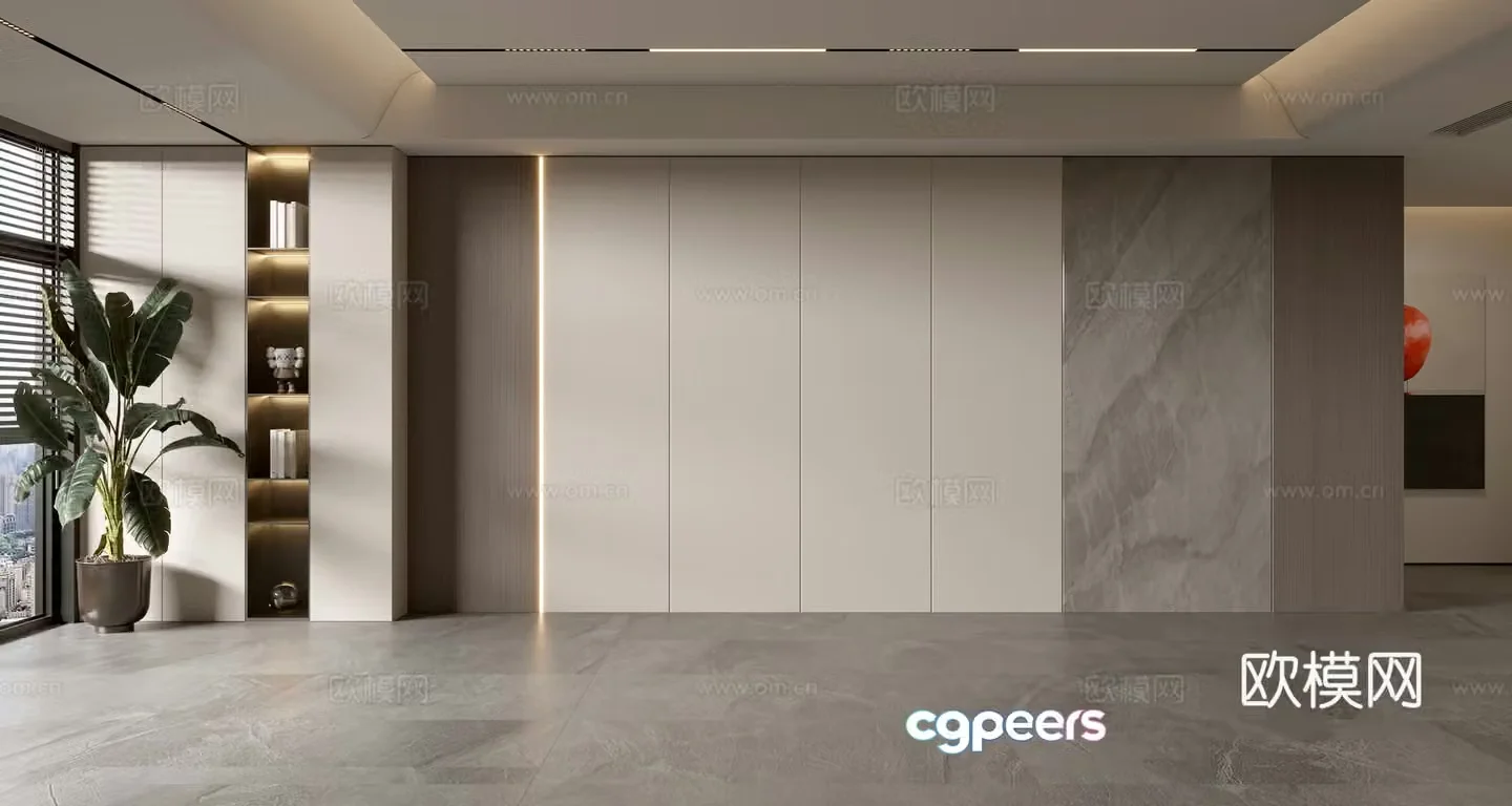 Modern sofa background wall 3d model