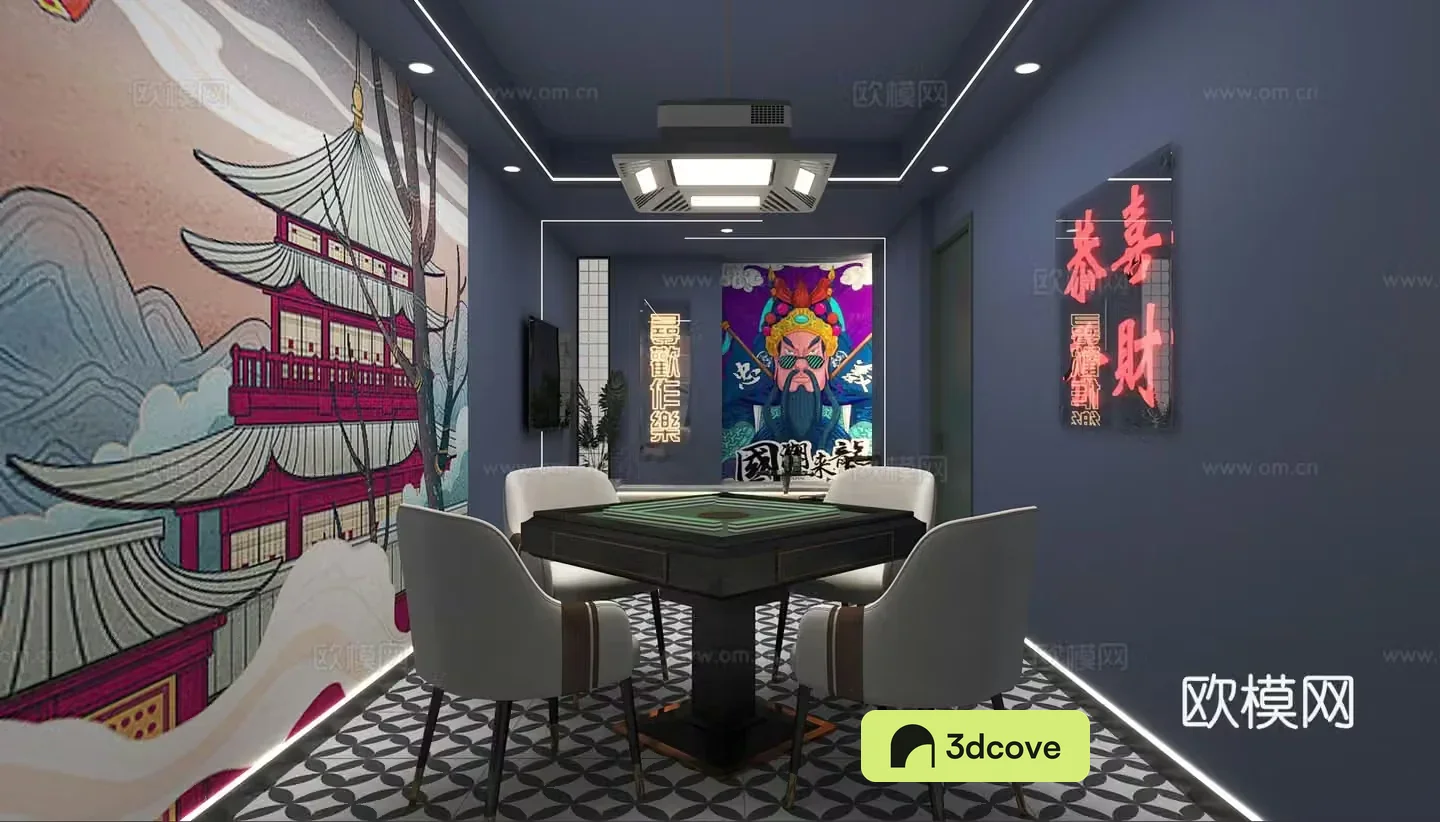 New Chinese -style chess and card room Mahjong Museum