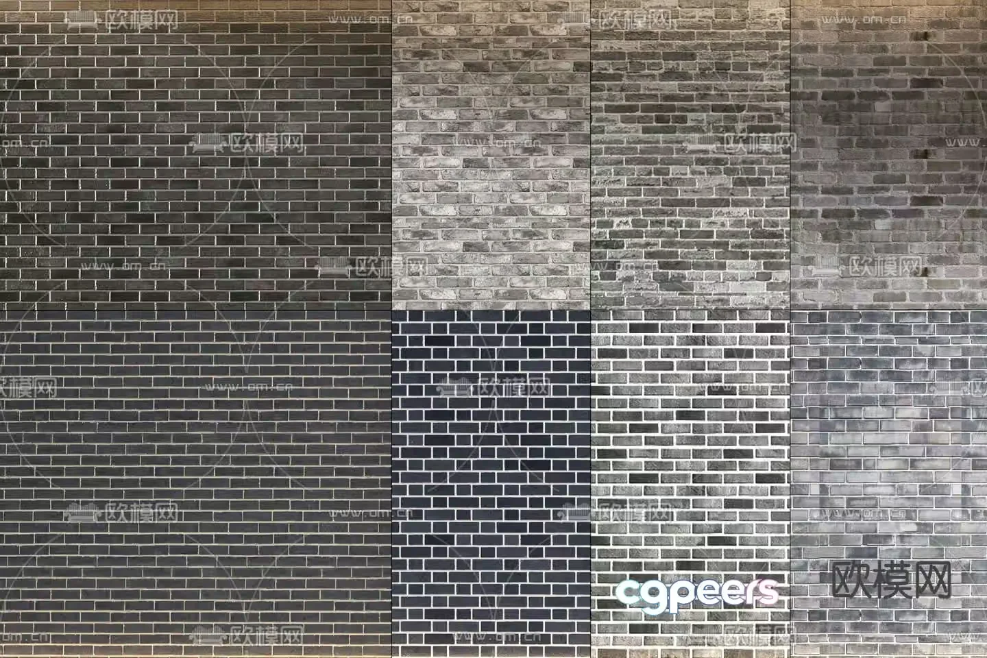 Blue brick wall 3d model