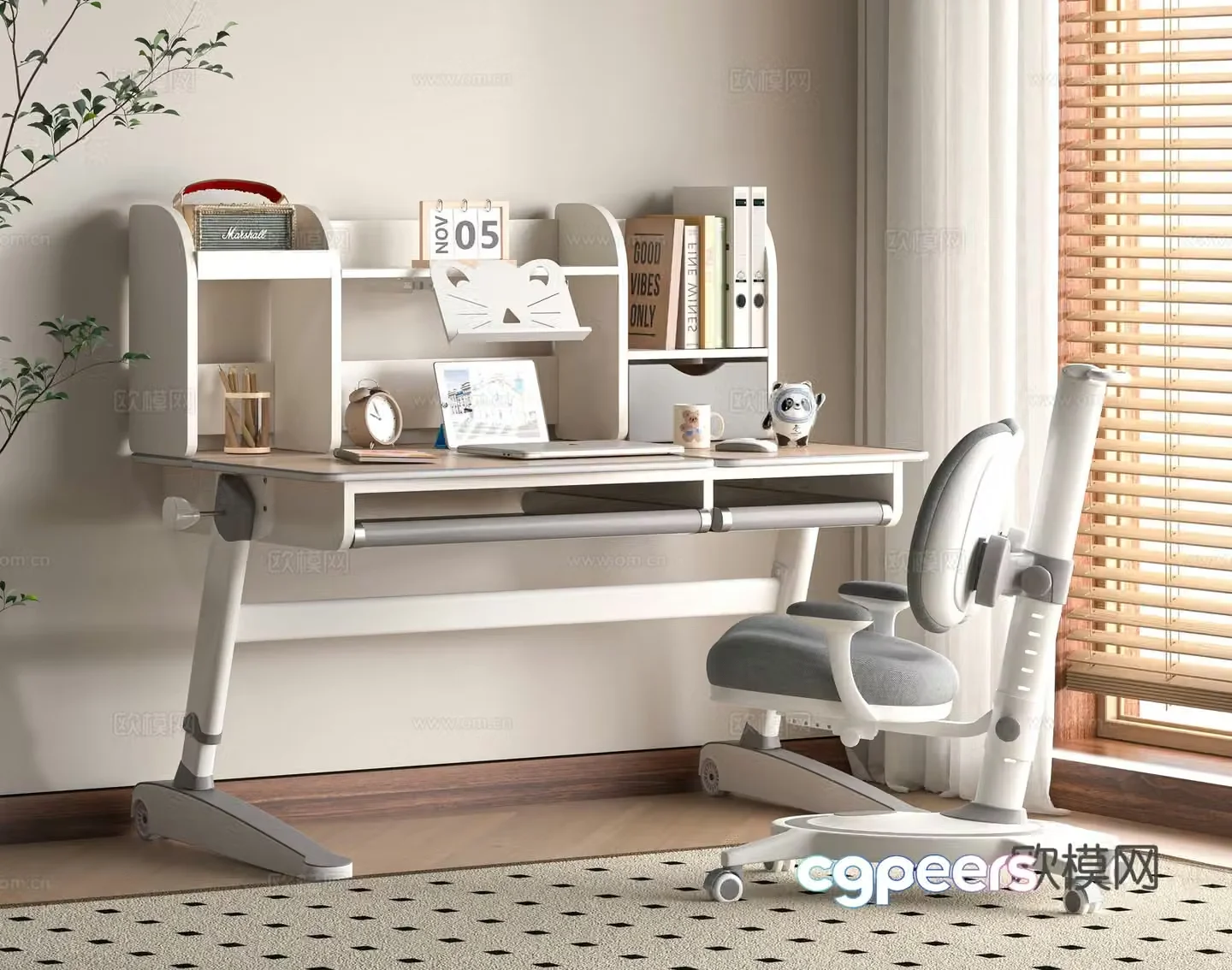 Modern children’s desk and chair 3d model