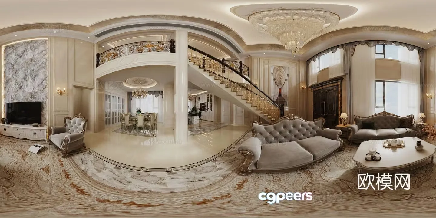 European villa guest restaurant cr panoramic 3d model