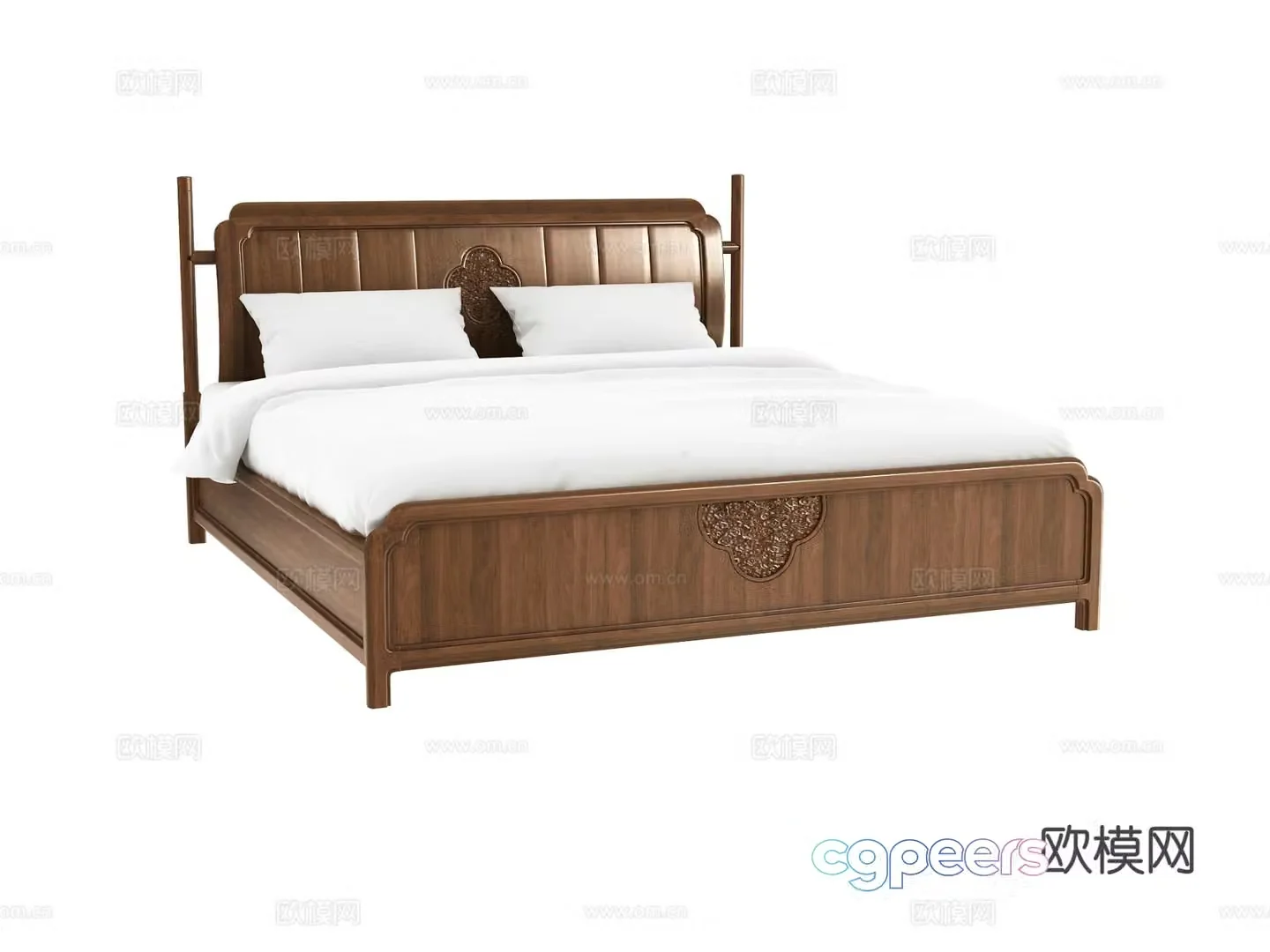 Chinese double bed 3d model