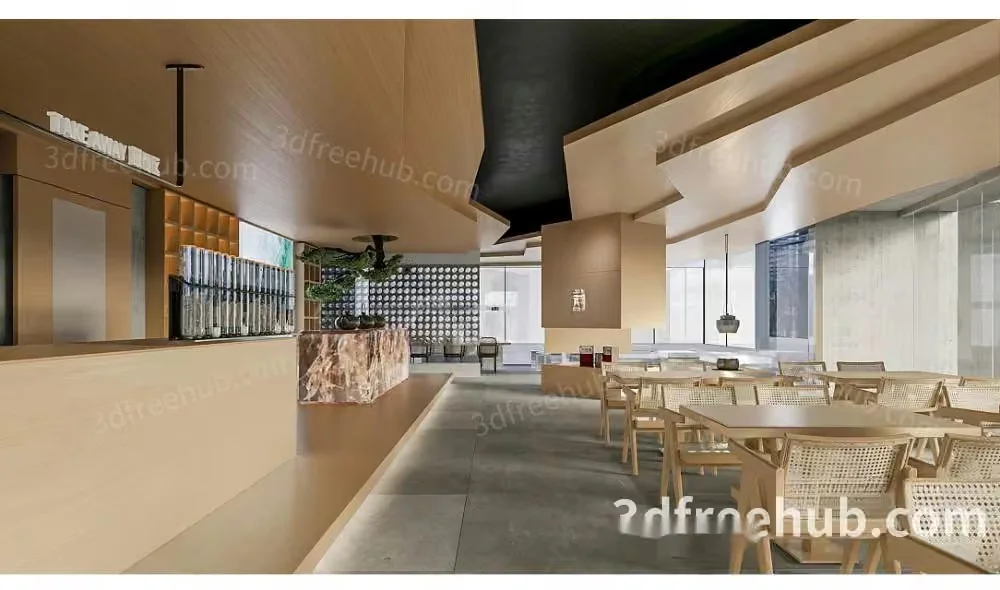 Modern Restaurant Interior 3D Model – 10471 – CORONA Render