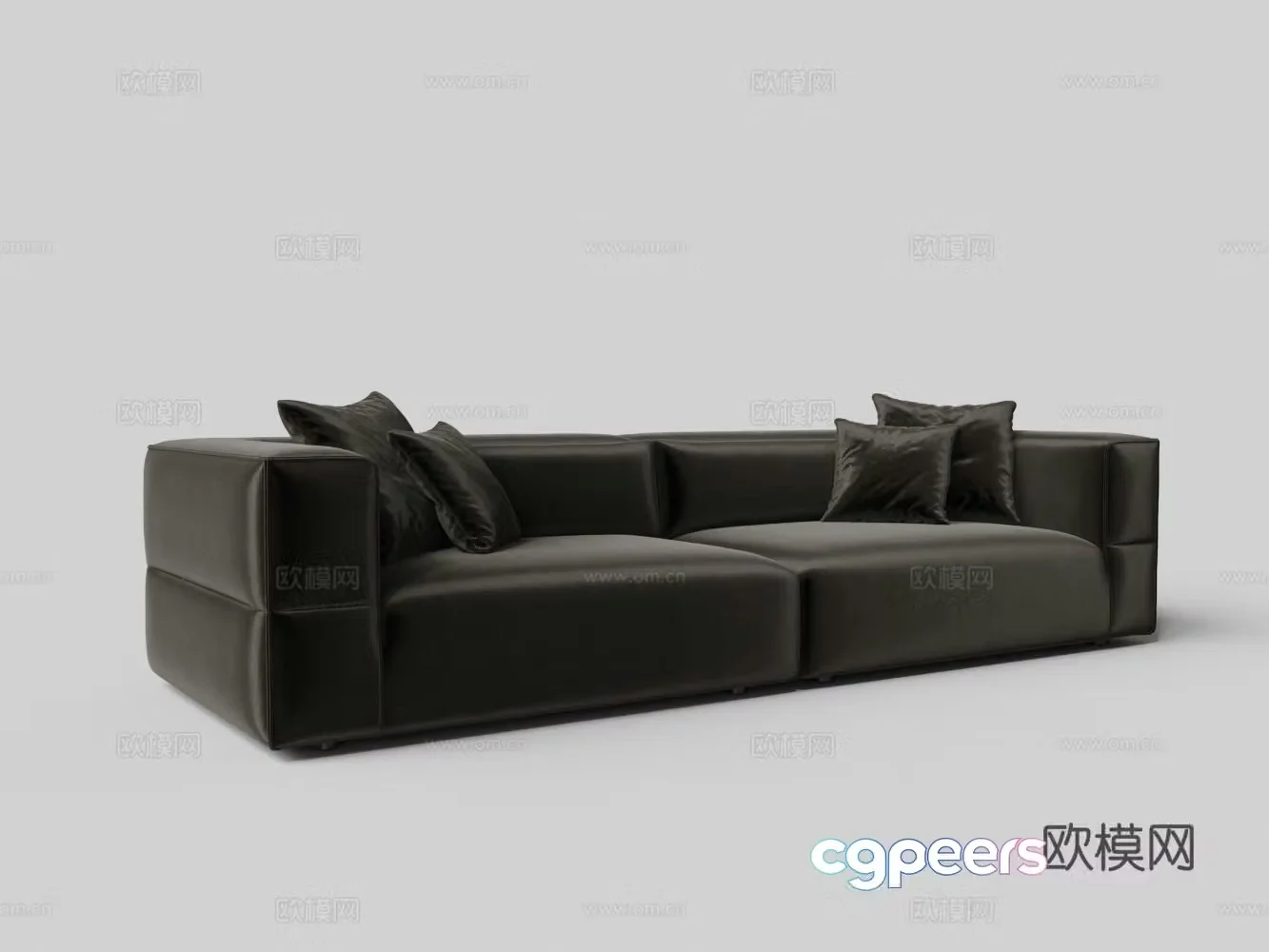 Modern black space cloth polyester fabric multiplayer sofa 3d model