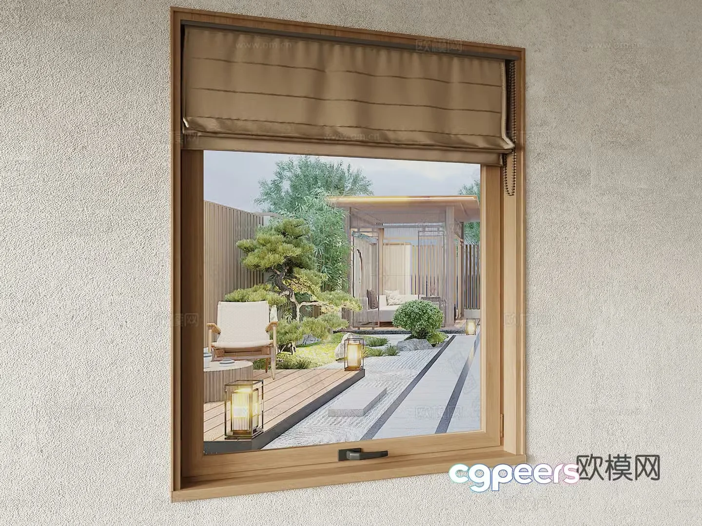 Window Jijifeng window solid wood window roller blind 3D model