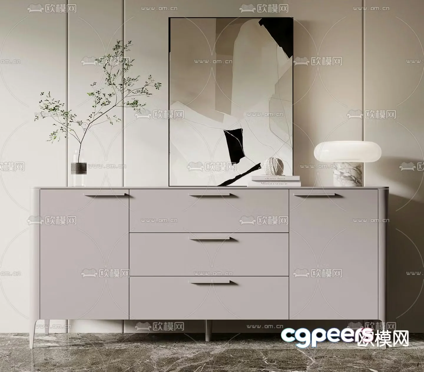 Modern chest of drawers side cabinet 3d model
