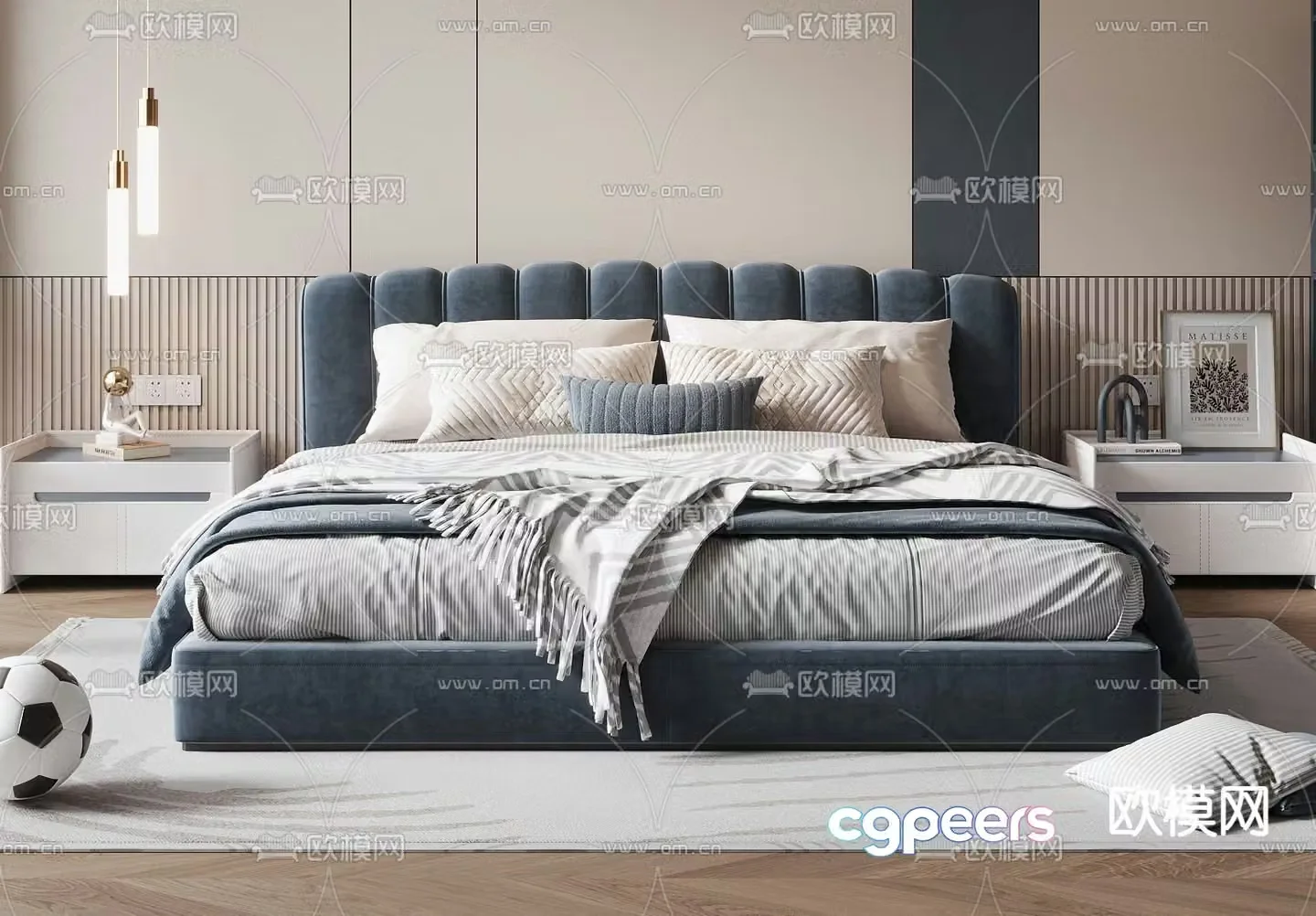 Modern double bed 3d model