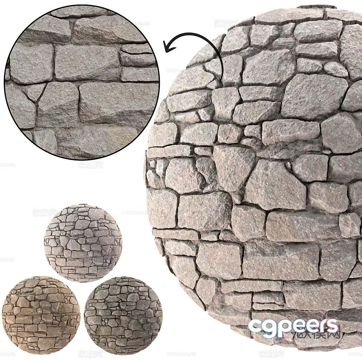 Cultural stone wall 3d model