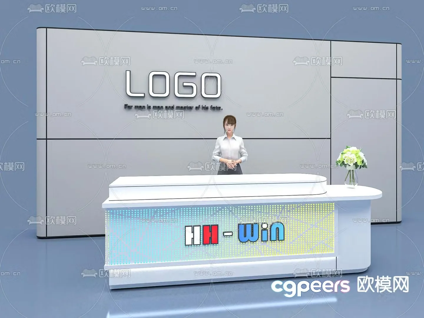 Front desk reception desk activity bar 3d model