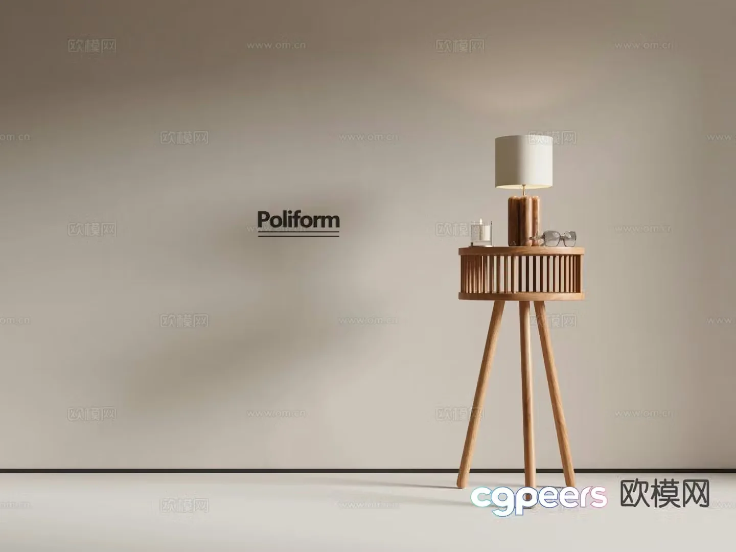 Wabi-sabi wind edge table corner table 3D model