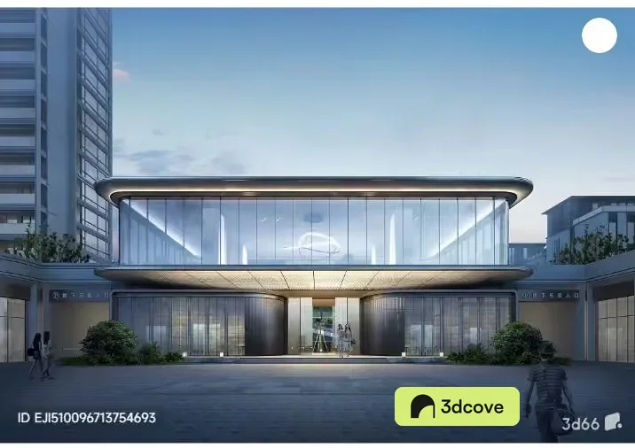 A Futuristic Building With A Large Glass Entrance
