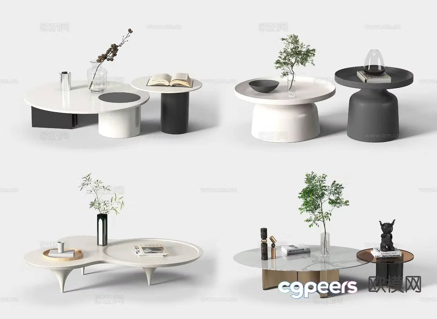Cream style coffee table mother-in-law coffee table 3d model