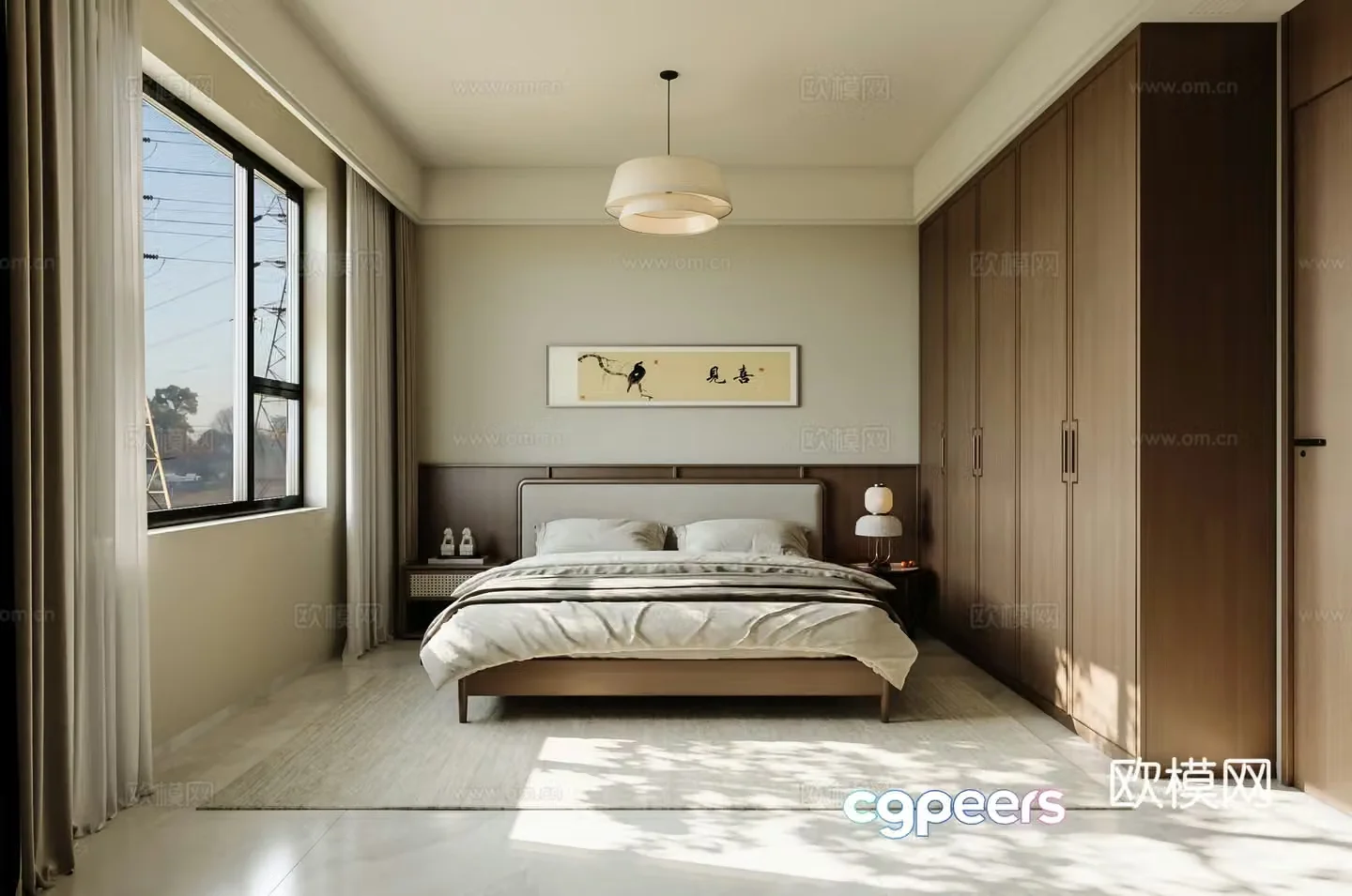 Zen New Chinese Style Home Bedroom Song Dynasty Aesthetic Bedroom 3D Model