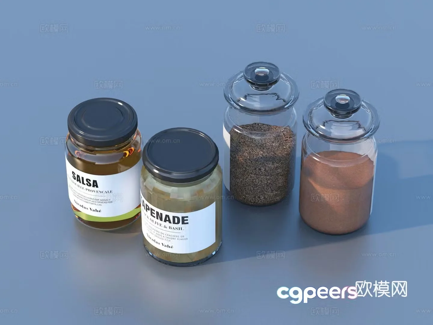 Canned glass jar sugar flour 3d model