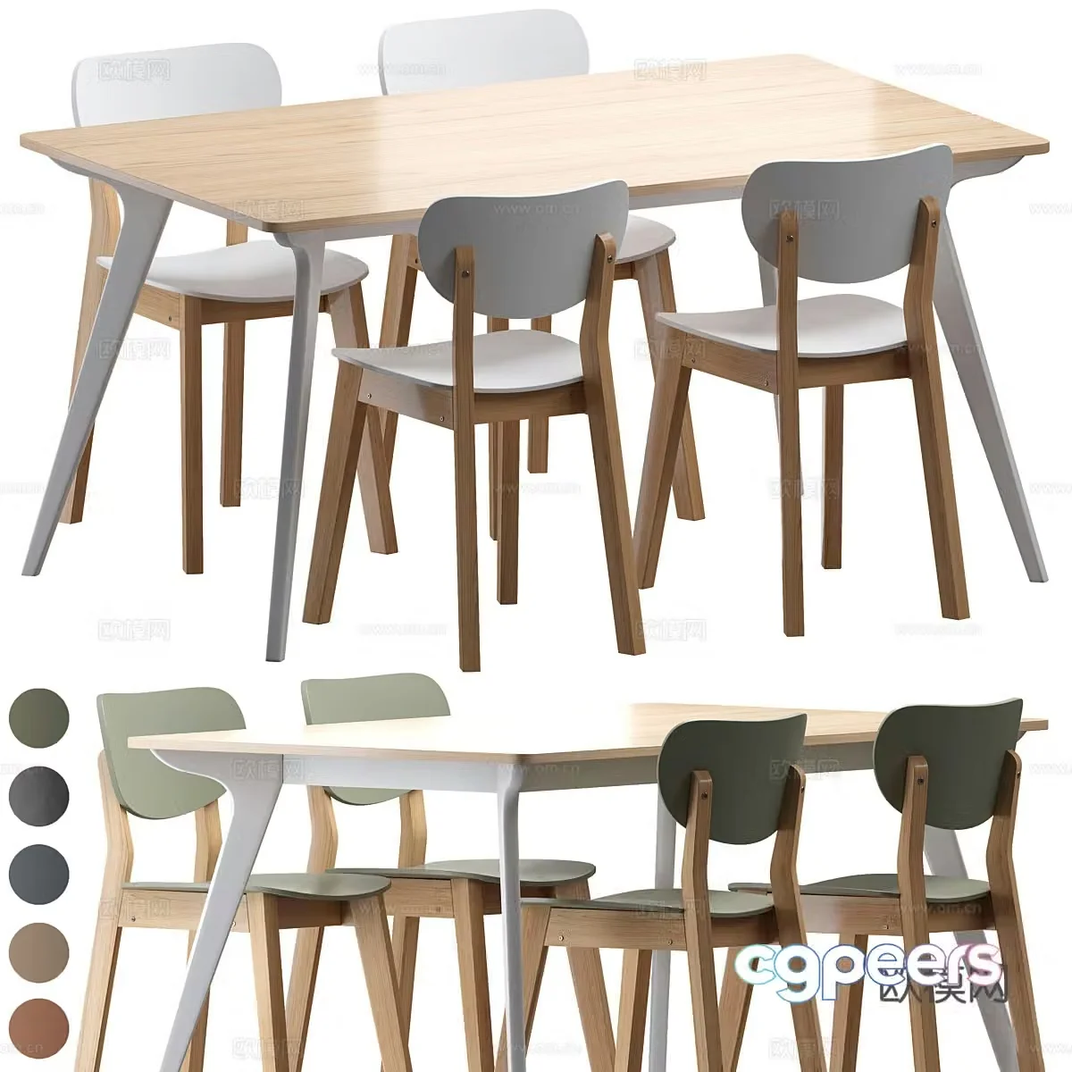 Nordic dining table and chair 3d model
