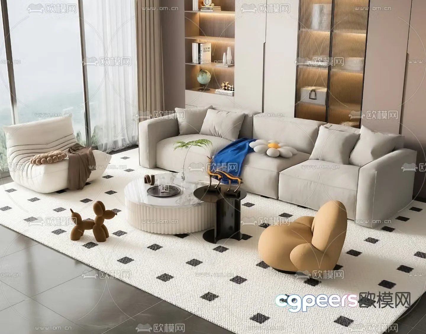 Modern sofa set 3d model