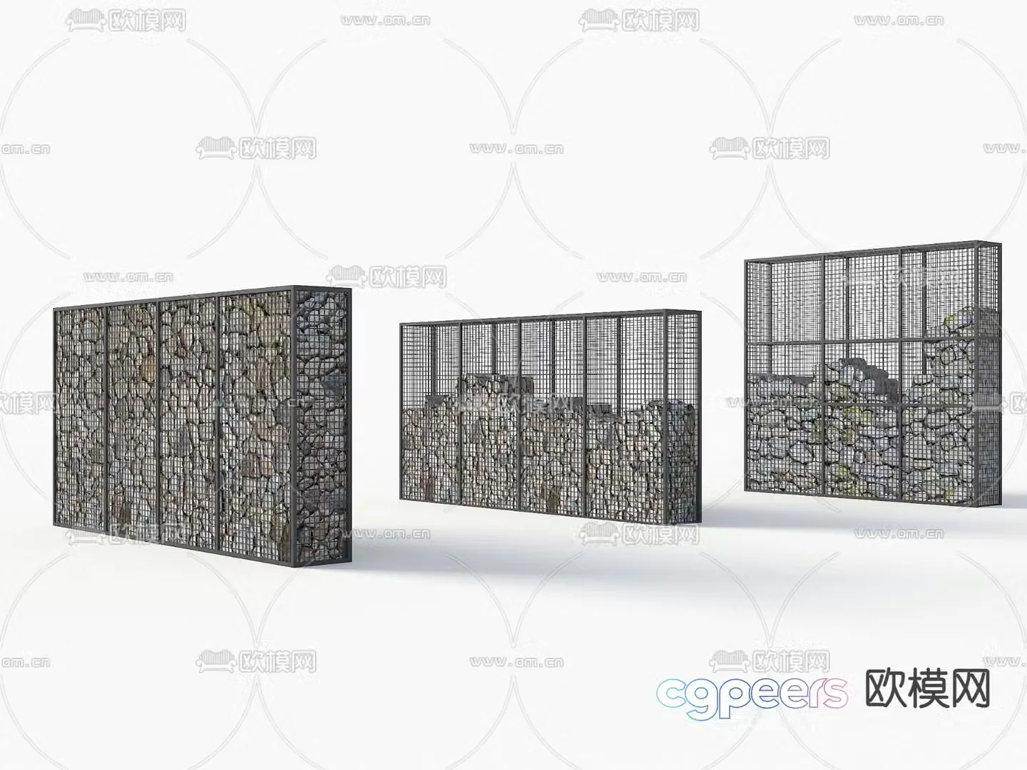 Iron mesh gabion landscape wall Iron mesh gravel wall 3D model