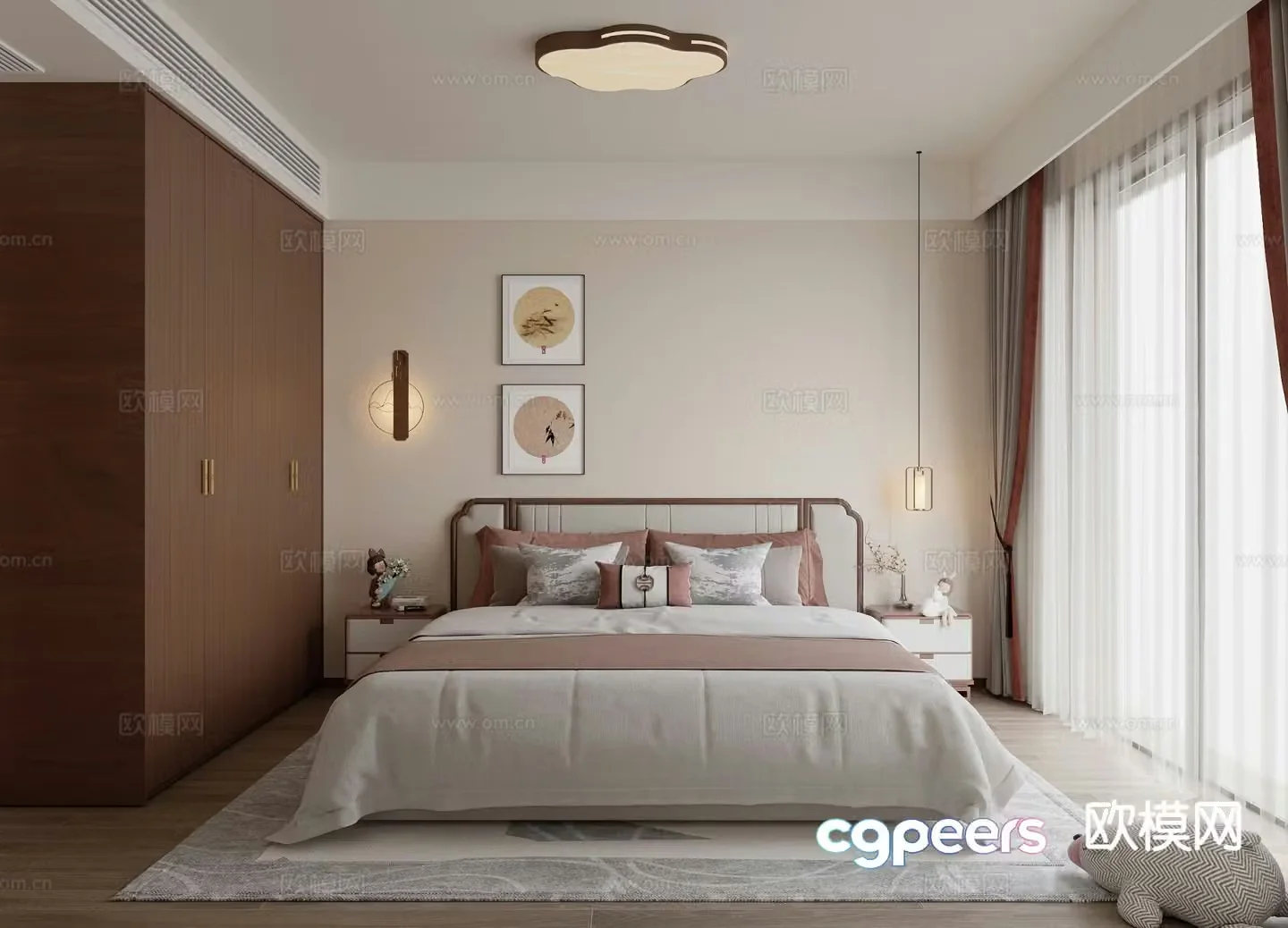 New Chinese style bedroom master bedroom 3d model