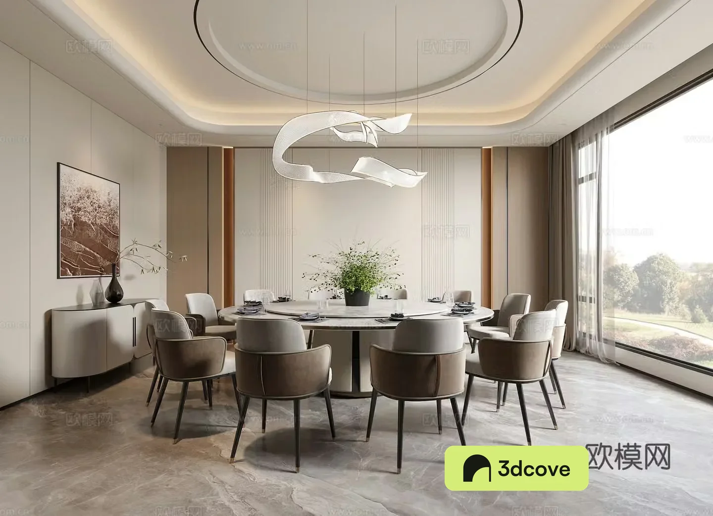 Modern restaurant private room 3D model