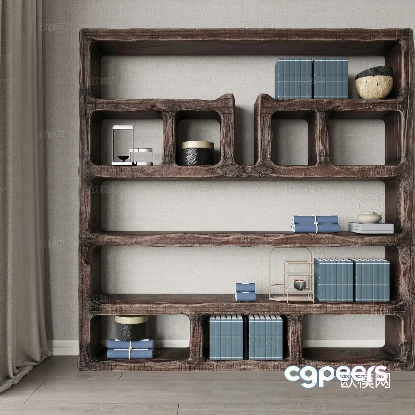 Middle Ages Wasabi Bookcase Decoration Cabinet B&B 3D Model