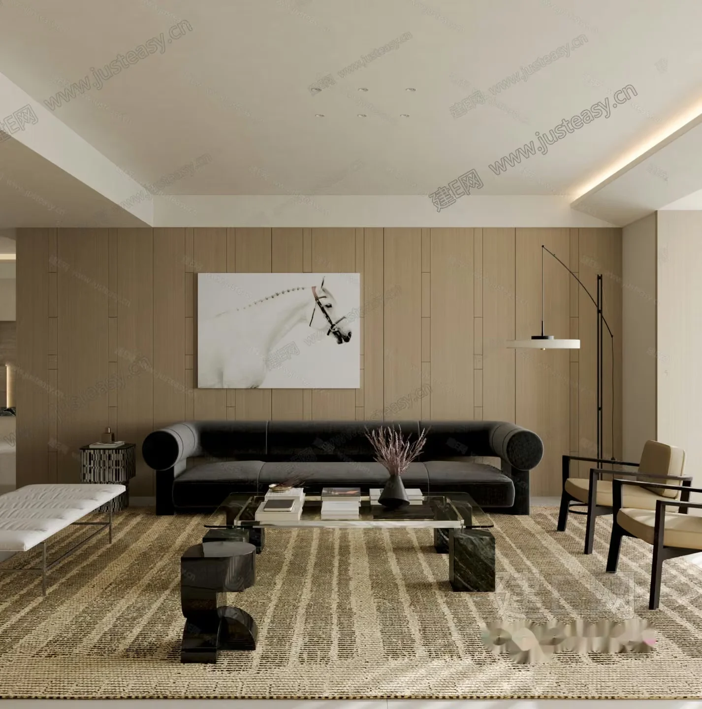 Modern Living Room 3D Model – 7378 – CORONA Render